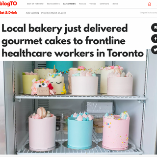 BlotTo. Local bakery just delivered gourmet cakes to frontline healthcare workers in Toronto.